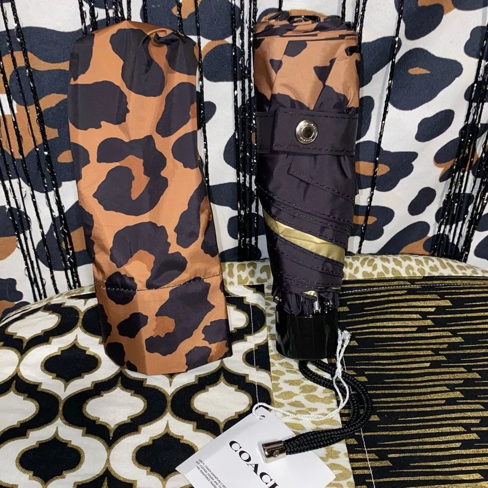 COACH UV PROTECTION UMBRELLA N LEOPARD PRINT